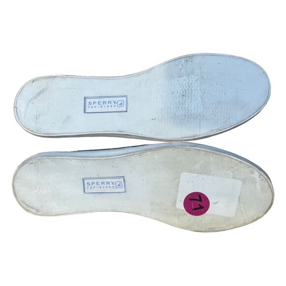 Sperry Topsiders Canvas Boat Shoes Flat Loafers Navy Blue Slip-On 9 - Picture 7 of 9